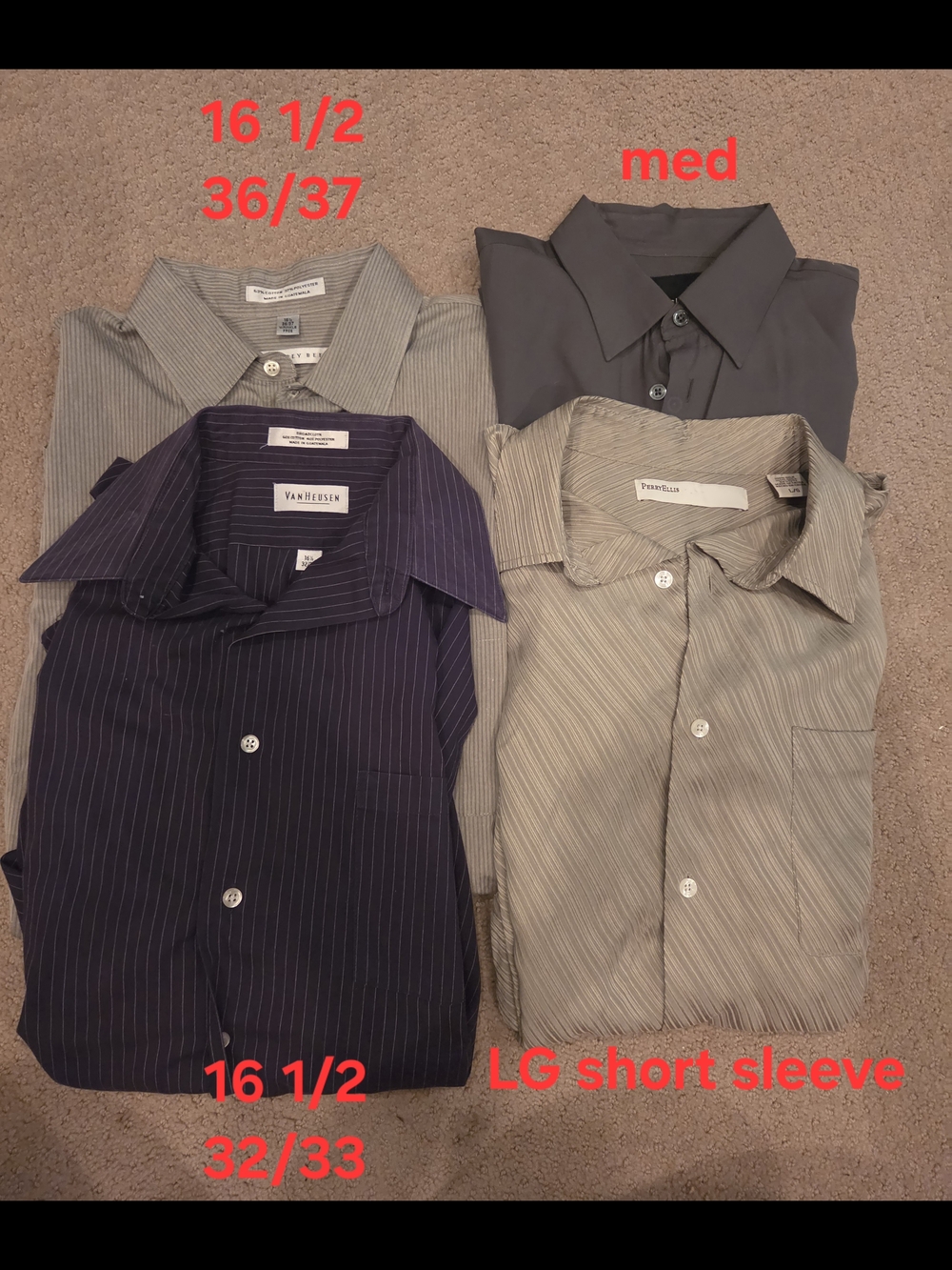 Van Heusen/Geoffrey Bean/Perry Ellis/Slates Men's Dress Shirts  3 long , short
